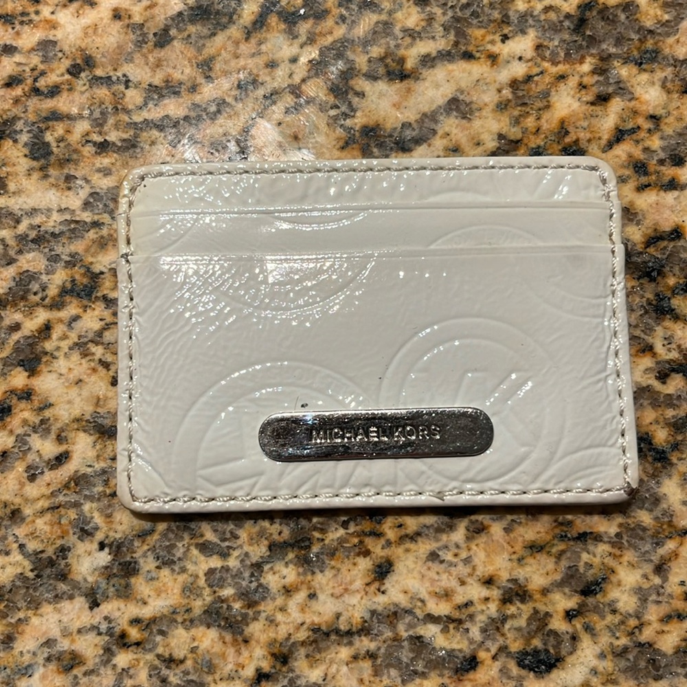 Michael Kors white stamped small card wallet